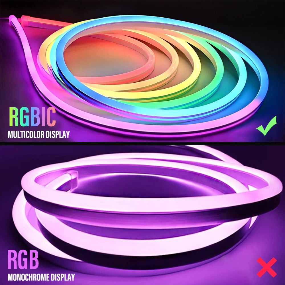 RGBIC Neon Light with WIFI Neon Rope Light DIY Light Bar APP Control Music Sync TV Backlight Game Living Room Bedroom Decoration