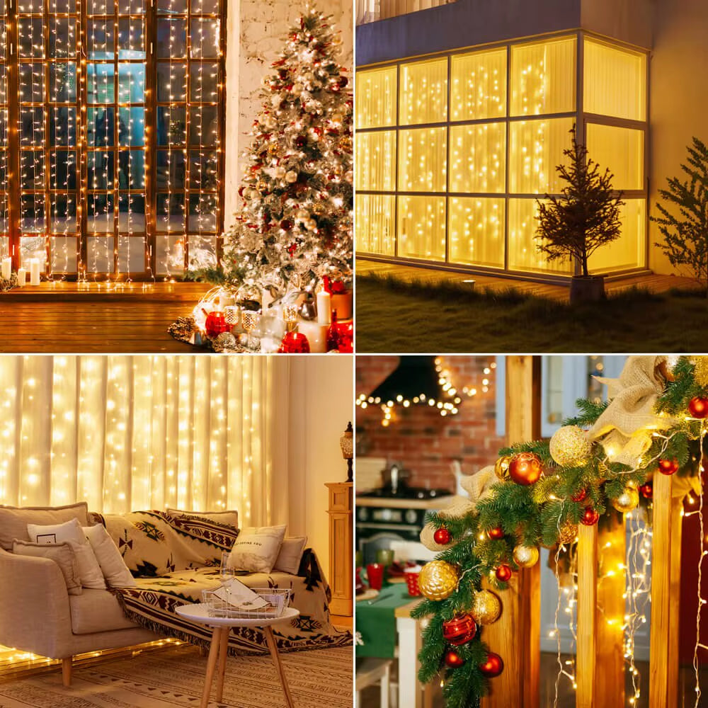 3X1 3X2 3X3 LED Christmas Garland Fairy Light String Lights Curtains Bedroom New Year Wedding Decoration Holiday Lights