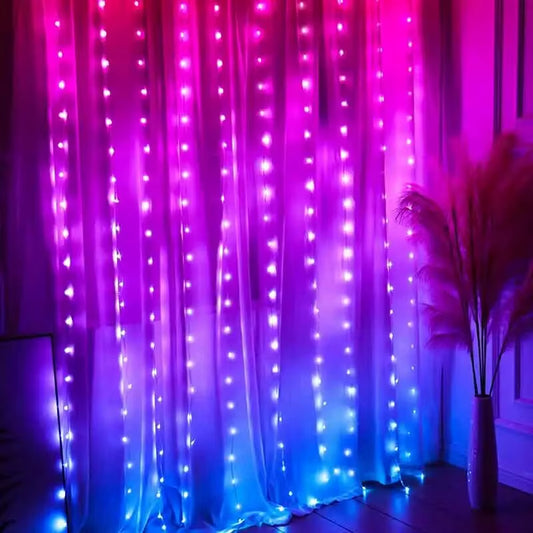 LED Curtain Lights Fairy String Lights Festival Lighting Rainbow Window Lamp Home Bedroom Christmas Decoration App Control DIY