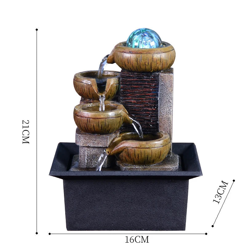 Gifts Desktop Water Fountain Portable Tabletop Waterfall Kit Soothing Relaxation Zen Meditation Lucky Fengshui Home Decorations