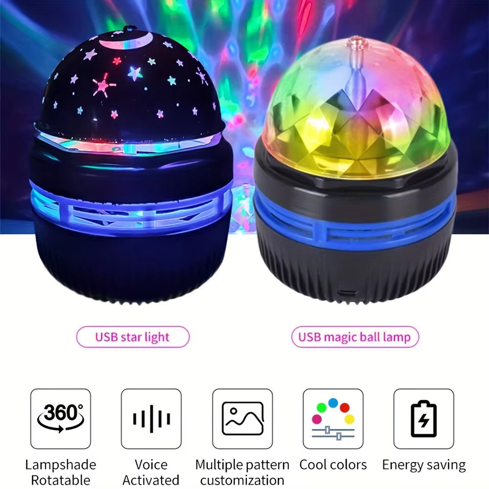 Starry Sky Galaxy Lamp Projector LED Night Light Remote Control Sound Active 5V USB Charging 7 Modes for Kids Room Party Decor